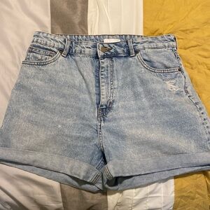 H&M distressed denim shorts with folding hem